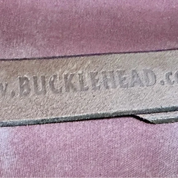 western • leather belt brass interchangeable buckle cowboy horse vintage-style - Picture 3 of 6